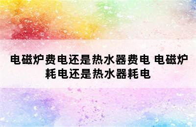 电磁炉费电还是热水器费电 电磁炉耗电还是热水器耗电